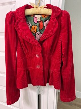 Elevenses Bold Red Corduroy Blazer